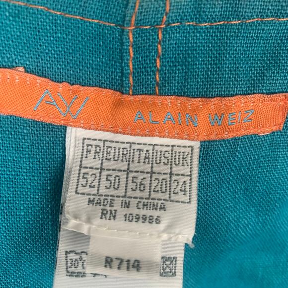 Alain Weiz Linen Dress Womens 20 Sleeveless Linen Button Front Boho Pocket - Picture 3 of 6